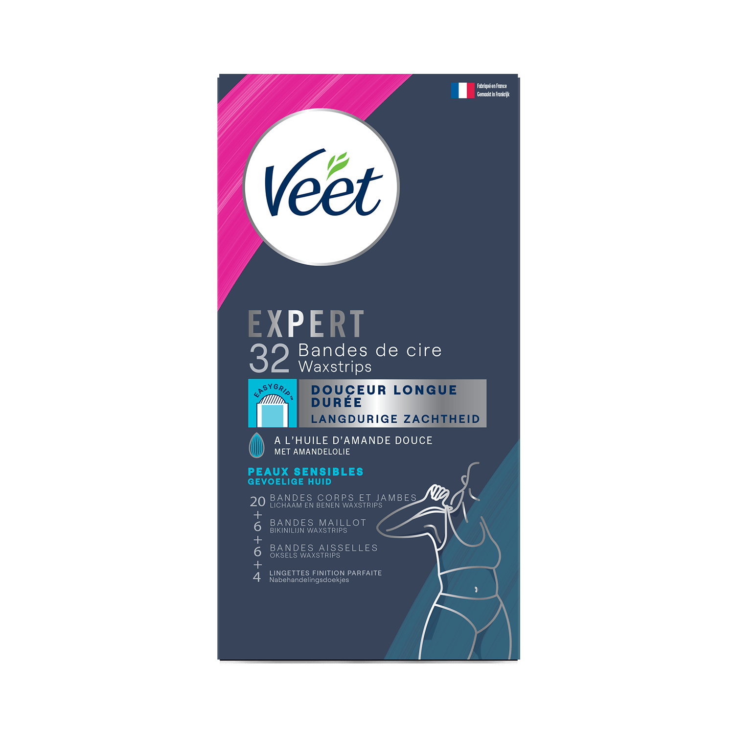 Coffret Bandes de cire froide pour peaux sensibles Veet Expert x32| Veet